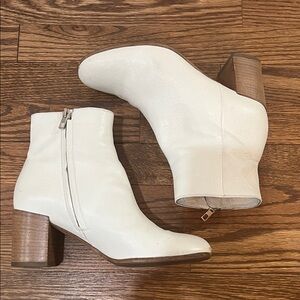 Vince White Leather Ankle Boots